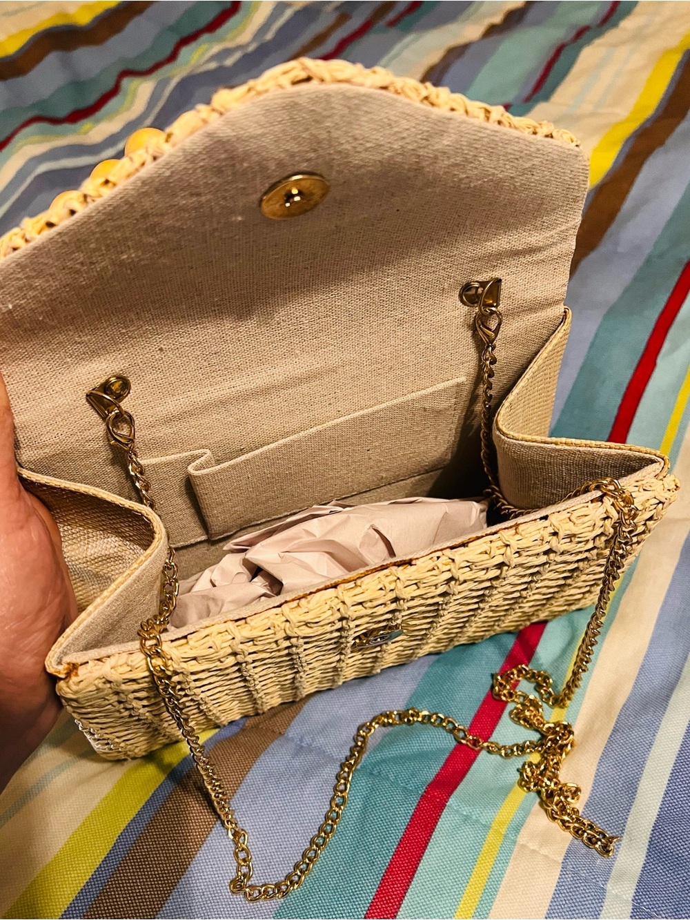 Savannah Natural Straw Mini Bag with Wooden Bead Handle - Picture 5 of 6